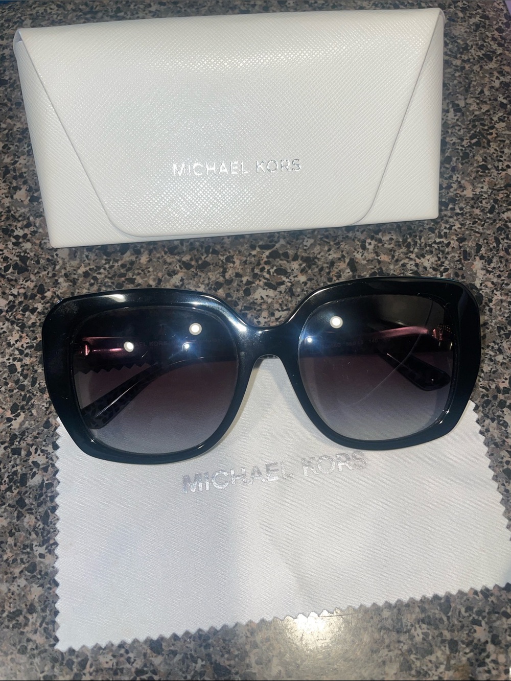 Michael Kors Black Oversized Square Sunglasses with Gradient Lenses